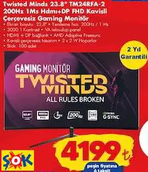 TWİSTED MİNDS 23.8 TM24RFA-2 200HZ 1MS HDMI+DP FHD KAVİSLİ ÇERÇEVESİZ GAMİNG MONİTÖR/OYUN MONİTÖRÜ